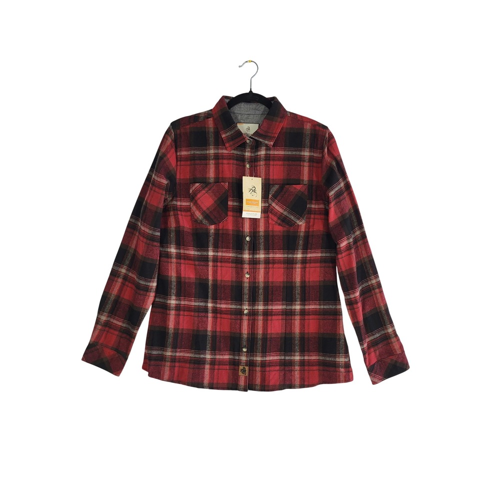 Legendary Whitetails Cottage Escape Flannel Womens L Red Forest Plaid Shirt NEW